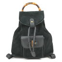 グッチ GUCCI リュック バンブー スエード/レザー ブラック ゴールド レディース 送料無料【中古】 e60318g