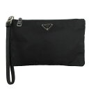 プラダ PRADA ポーチ ナイロン/レザー ブラック シルバー レディース 送料無料【中古】 s0633g
