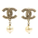 シャネル CHANEL ピアス メタル/フェイクパール ゴールド×ホワイト レディース 送料無料【中古】 r10569k