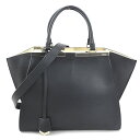 フェンディ FENDI ハンドバッグ ショルダーバッグ トロワジュール レザー ブラック シルバー レディース 送料無料【中古】 e60394a(4)