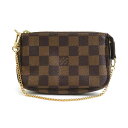ルイ ヴィトン LOUIS VUITTON アクセサリーポーチ ハンドバッグ ダミエ ミニ ポシェット アクセソワール ダミエキャンバス ブラウン ゴールド レ...