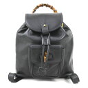 グッチ GUCCI リュック バンブー レザー ブラック レディース 送料無料【中古】 w1184g
