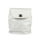 シャネル CHANEL リュック キャビアスキンレザー ホワイト レディース 送料無料【中古】 z5440