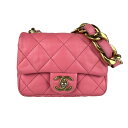シャネル CHANEL ショルダーバッグ レザー ピンク ゴールド レディース 送料無料【中古】 z5450