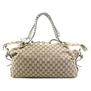 グッチ GUCCI ショルダーバッグ GGキャンバス/レザー ベージュブラウン/オフホワイト シルバー レディース 232959 送料無料【中古】 e60431...