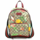 グッチ GUCCI リュック GGスプリームキャンバス/レザー ベージュブラウン/レッド/マルチカラー レディース 送料無料【中古】 e60436g