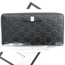 グッチ GUCCI ラウンドファスナー長財布 グッチシマ レザー ブラック ゴールド レディース 388680 送料無料【中古】 s0662a(4)
