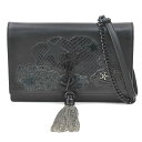 サンローラン SAINT LAURENT ウォレットチェーン 斜め掛けショルダーバッグ レザー/メタル ブラック レディース 送料無料【中古】 e60535a