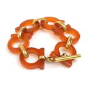 サルヴァトーレフェラガモ Salvatore Ferragamo ブレスレット ガンチーニ プラスチック/メタル ブラウン/ゴールド レディース 送料無料【中古】 e60548g