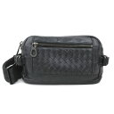 ボッテガヴェネタ BOTTEGAVENETA ウエストバッグ ボディバッグ イントレチャート レザー ブラック ユニセックス 送料無料【中古】 r10635a