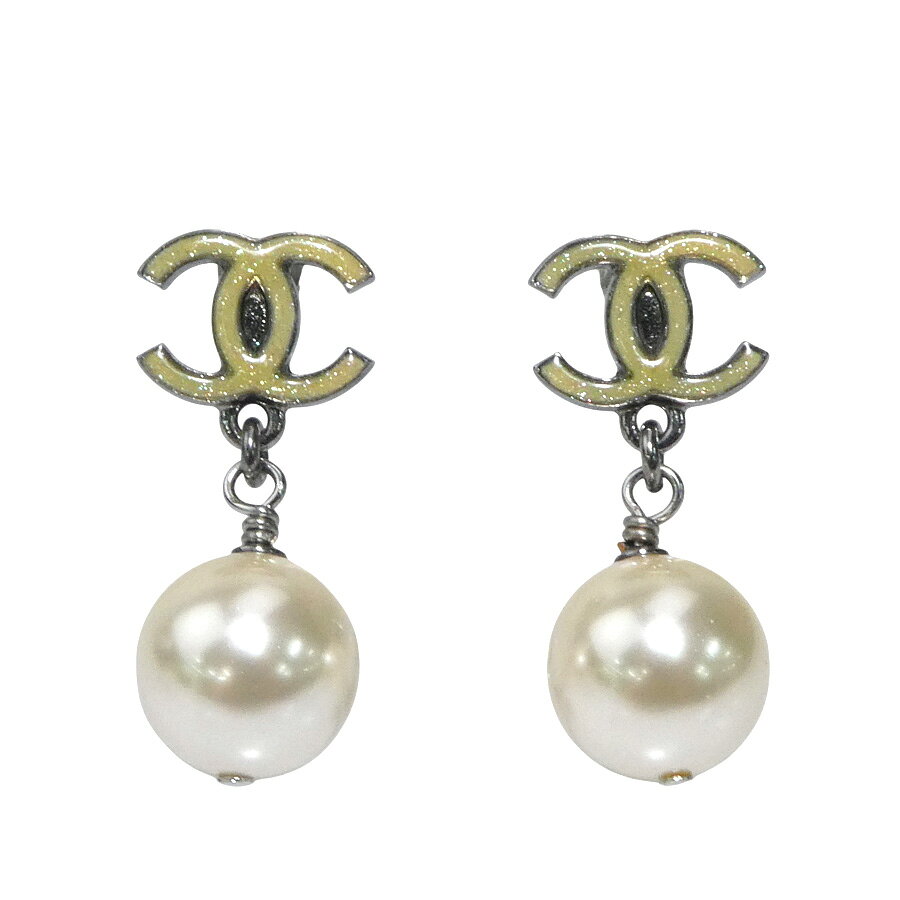 シャネル CHANEL ピアス ココマーク メタル/フェイクパール シルバー/オフホワイト レディース 送料無料【中古】 e60604j