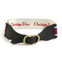 クリスチャンディオール Christian Dior ベルト ベロア/レザー ネイビー/レッド/オフホワイト ゴールド レディース 送料無料【中古】 e60662g
