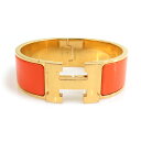 エルメス HERMES バングル ブレスレット クリッククラック メタル/エナメル ゴールド/オレンジ レディース 送料無料【中古】 e60667a