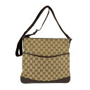 グッチ GUCCI ショルダーバッグ GGキャンバス/レザー ブラウン ユニセックス 145857 送料無料【中古】 z6119(4)