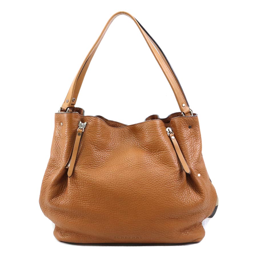 バーバリー BURBERRY ショルダーバッグ レザー/キャンバス ブラウン/マルチカラー レディース 送料無料【中古】 e60732