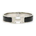 エルメス HERMES バングル ブレスレット クリッククラック メタル/エナメル シルバー/ブラック レディース 送料無料【中古】 e60747a