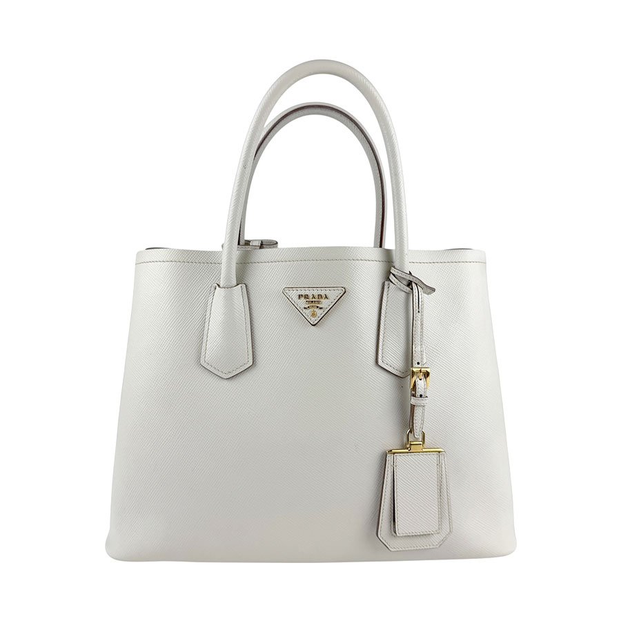 プラダ PRADA ハンドバッグ ショルダーバッグ レザー オフホワイト ゴールド レディース 送料無料【中古】 z6367