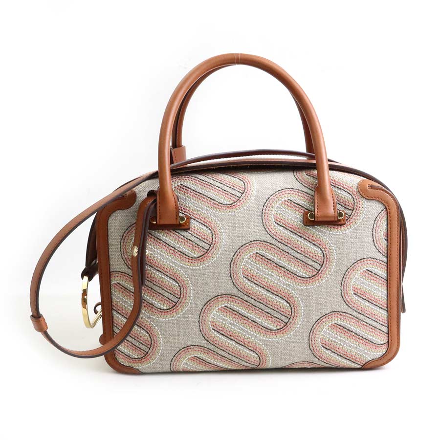 樂天商城 - デルヴォー DELVAUX ハンドバッグ ショルダーバッグ クールボックスMM レザー/キャンバス ブラウン×グレー系 レディース 送料無料【中古】 90176a