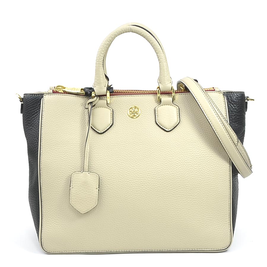 樂天商城 - トリーバーチ Tory Burch ハンドバッグ ショルダーバッグ レザー ベージュ×ブラック レディース 送料無料【中古】 56352a