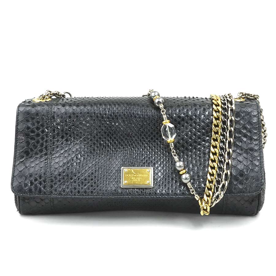 ドルチェアンドガッバーナ DOLCE&GABBANA ショルダーバッグ パイソン ブラック レディース 送料無料【中古】 h31596a