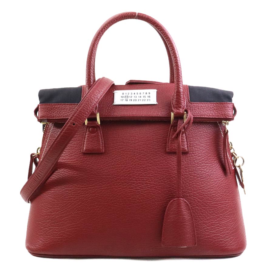 樂天商城 - メゾンマルジェラ Maison Margiela ハンドバッグ ショルダーバッグ 5AC ミディアム レザー レッド レディース 送料無料【中古】 h31599a
