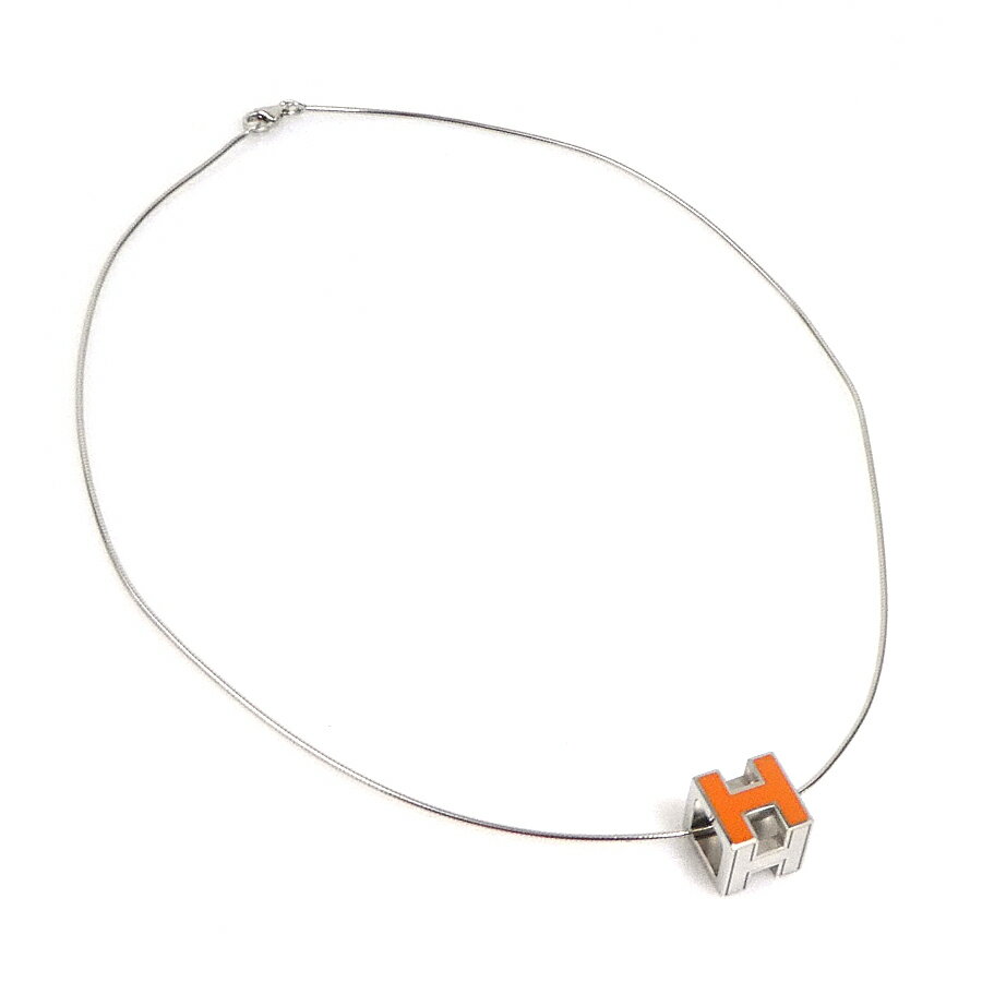 其它 - エルメス HERMES ネックレス Hキューブ カージュドアッシュ メタル/エナメル シルバー/オレンジ レディース 送料無料【中古】 e61027g