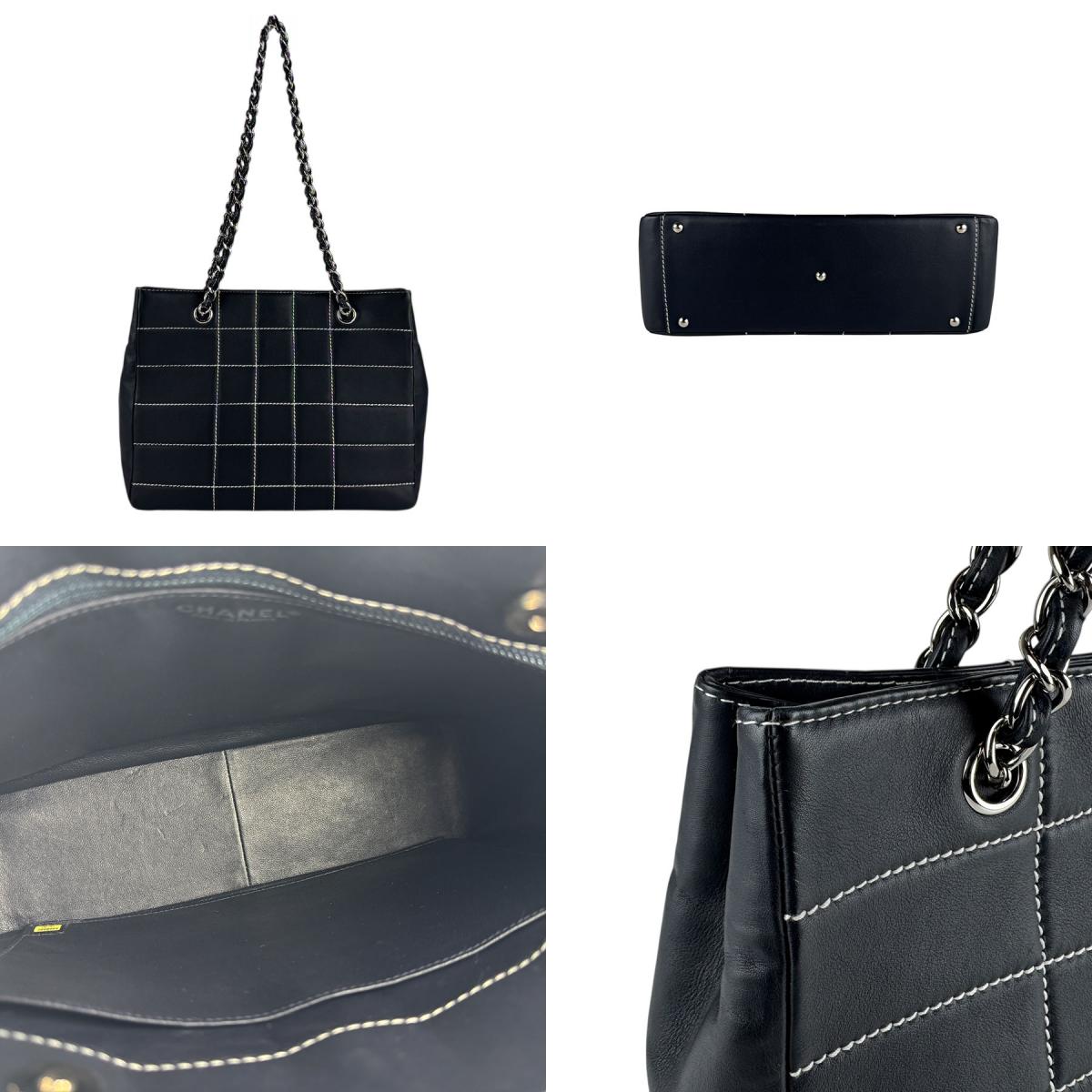 シャネル CHANEL ショルダーバッグ チョコバー レザー ダークネイビー レディース 送料無料【中古】 z7325 3