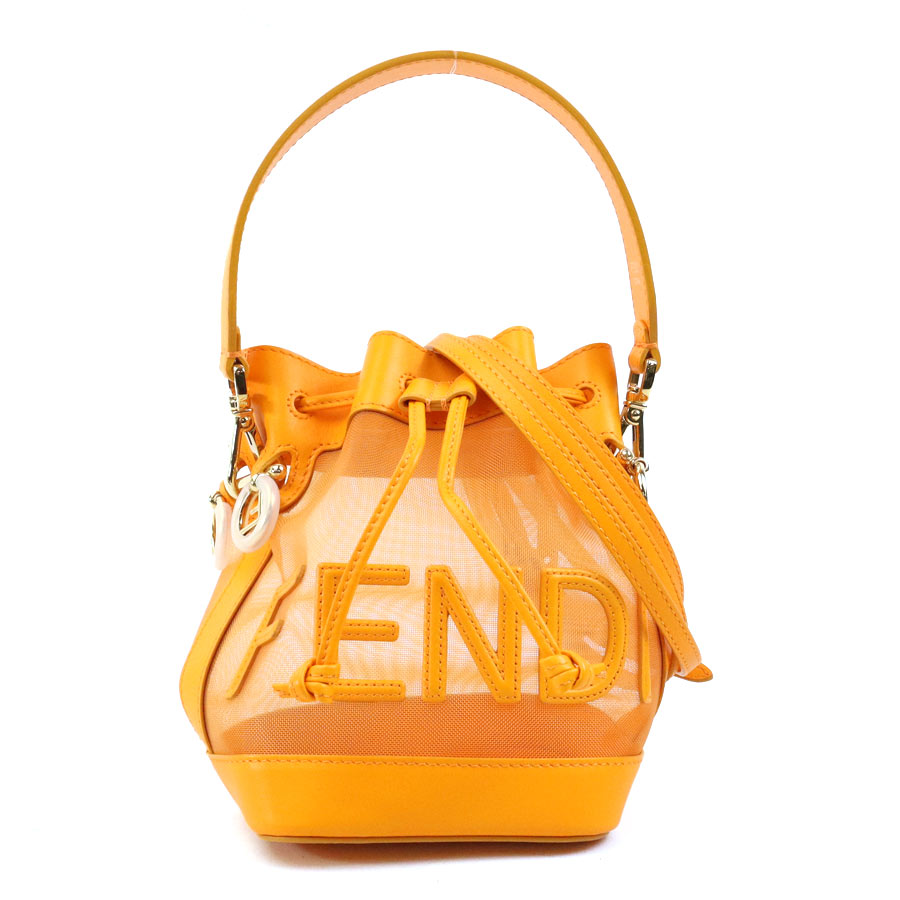 樂天商城 - フェンディ FENDI ハンドバッグ ショルダーバッグ モン トレゾール ミニ レザー/メッシュ オレンジ レディース 8BS010-AAYS 送料無料【中古】 90201a