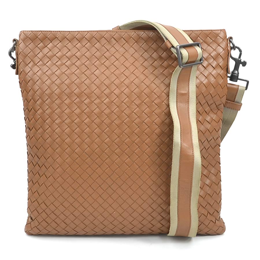 樂天商城 - ボッテガヴェネタ BOTTEGAVENETA 斜め掛けショルダーバッグ イントレチャート レザー ブラウン メンズ 送料無料【中古】 e61092k