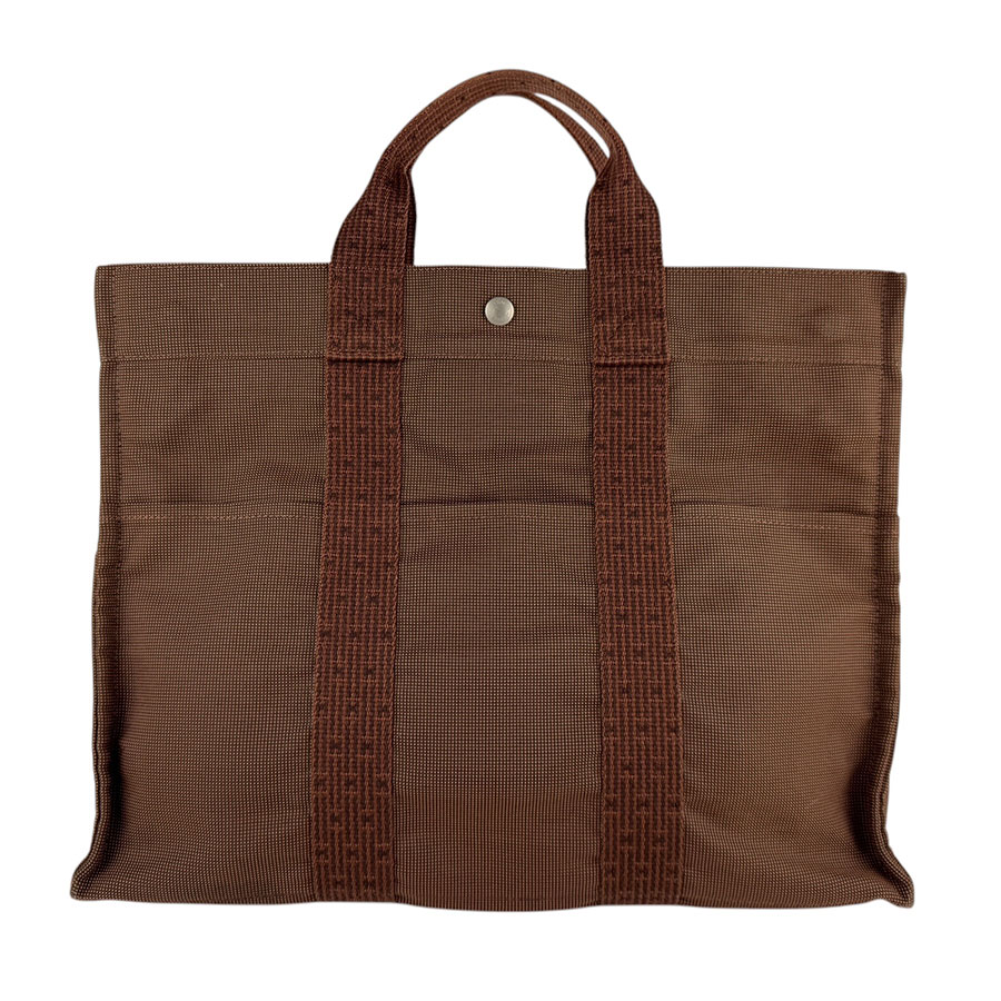 エルメス HERMES ハンドバッグ エールラインMM ナイロンキャンバス ブラウン ユニセックス 送料無料【中古】 z7601(4)