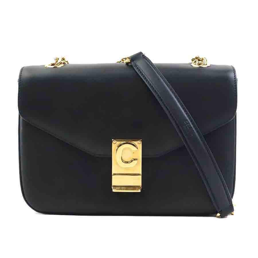 樂天商城 - セリーヌ CELINE ショルダーバッグ Small C Bag レザー/メタル ブラック/ゴールド レディース 送料無料【中古】 e61112a