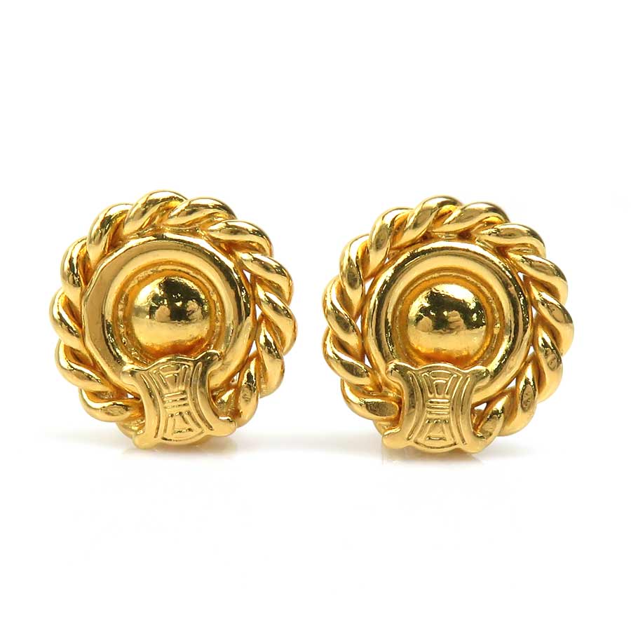 セリーヌ マカダム　ヴィンテージピアス　ゴールド CELINE（セリーヌ） 【中古】 トリオンフ フープピアス ゴールド 片耳