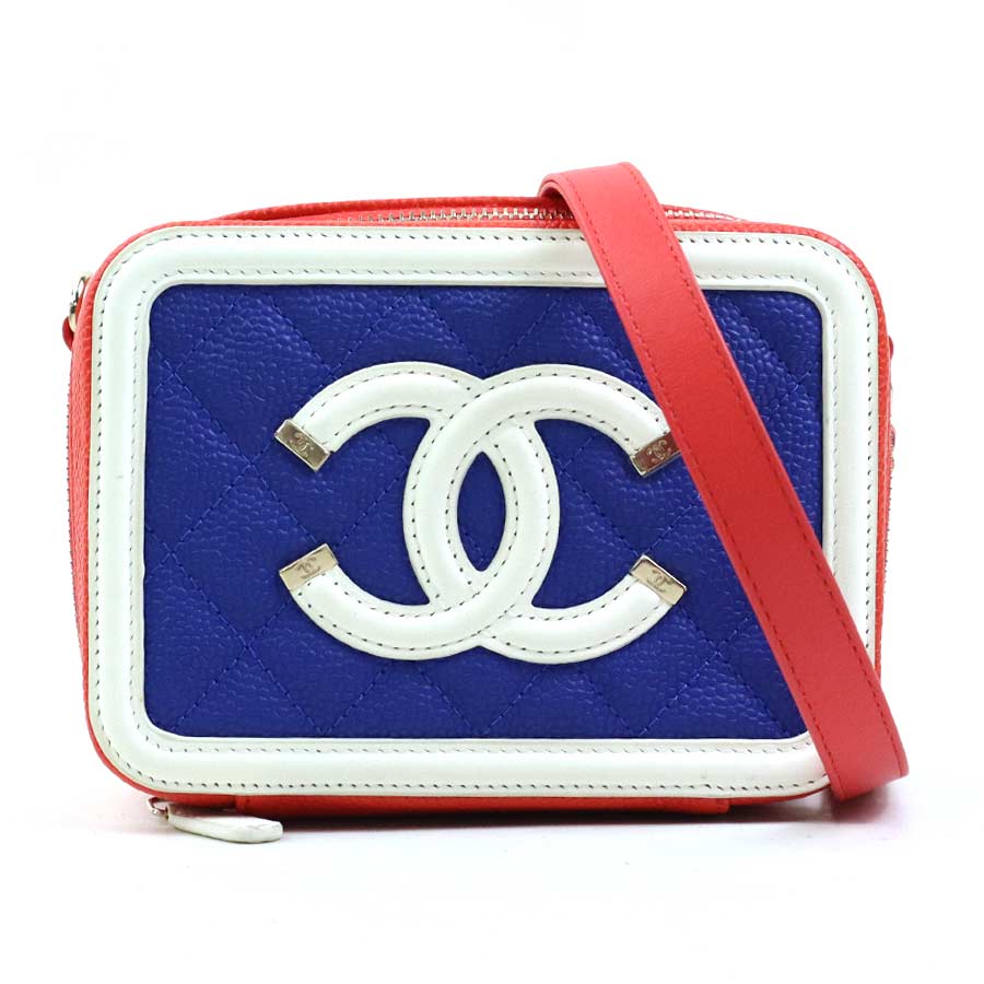 樂天商城 - シャネル CHANEL 斜め掛けショルダーバッグ CCフィグリー ミニ キャビアスキンレザー オレンジ/ブルー/ピンク/ホワイト ゴールド レディース 送料無料【中古】 e61212a