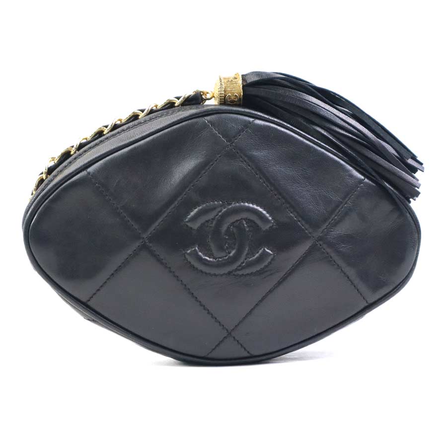 シャネル CHANEL クラッチバッグ レザー ブラック ゴールド レディース 送料無料【中古】 e61213a