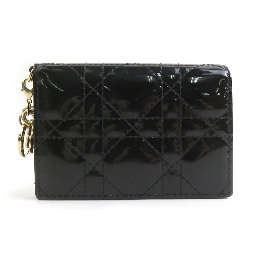 樂天商城 - クリスチャンディオール Christian Dior カードケース カナージュ パテントレザー ブラック ゴールド レディース 送料無料【中古】 e61238i