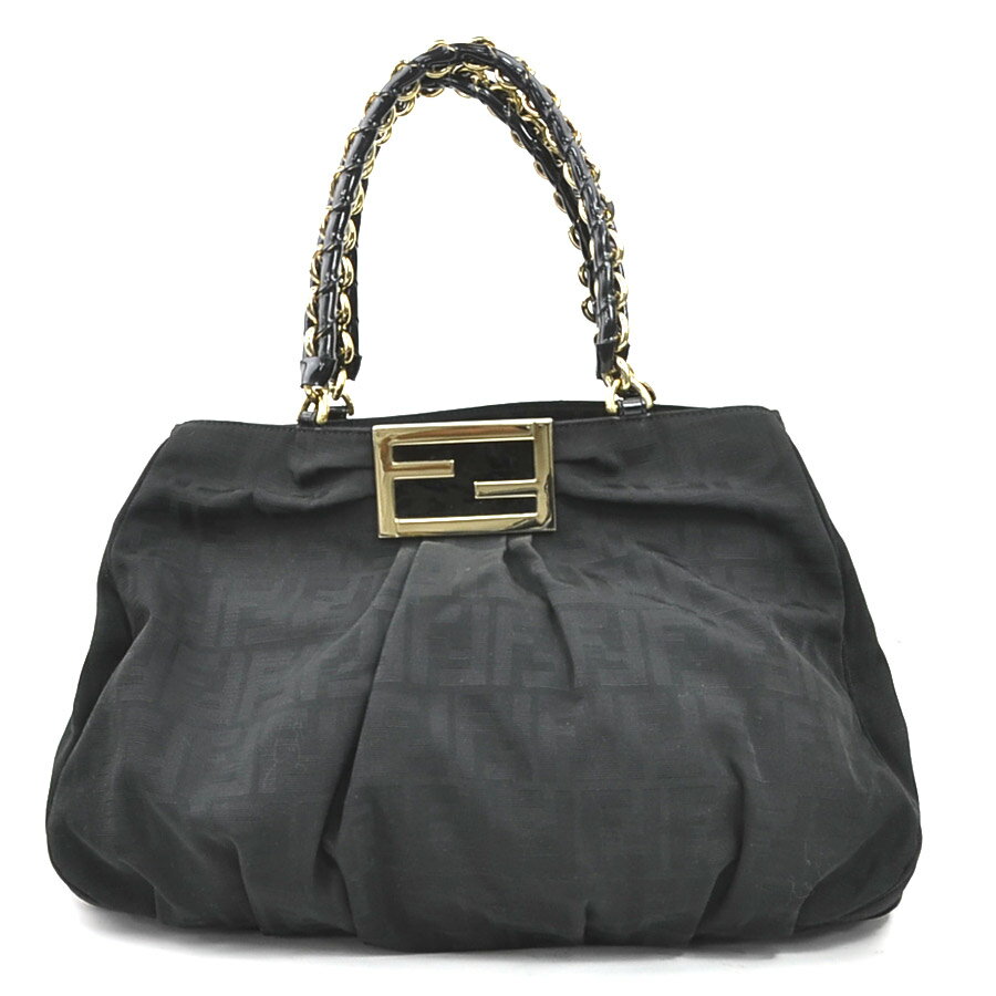 FENDI - フェンディ FENDI ショルダーバッグ ズッカ ミア ナイロンキャンバス/パテントレザー ブラック ゴールド レディース 2415-8BR616 送料無料【中古】 e61252k