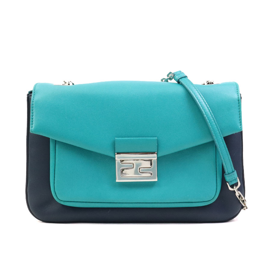 樂天商城 - フェンディ FENDI ショルダーバッグ レザー ネイビー×グリーン レディース 8BR677-W2E 送料無料【中古】 90223a