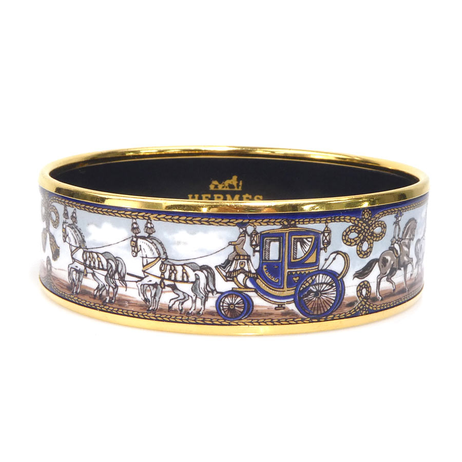 エルメス HERMES バングル ブレスレット エマイユ メタル/エナメル ゴールド/ホワイト/マルチカラー レディース 送料無料【中古】 e61286a