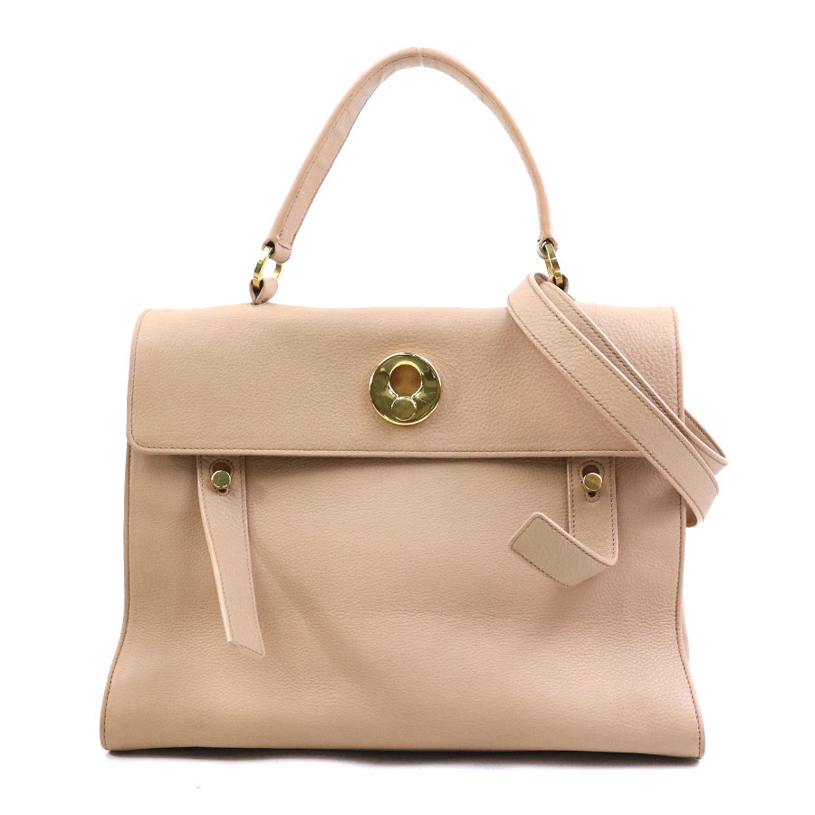 サンローラン SAINT LAURENT ハンドバッグ ショルダーバッグ ミューズトゥ レザー ピンクベージュ レディース 送料無料【中古】 r10941g(4.0)