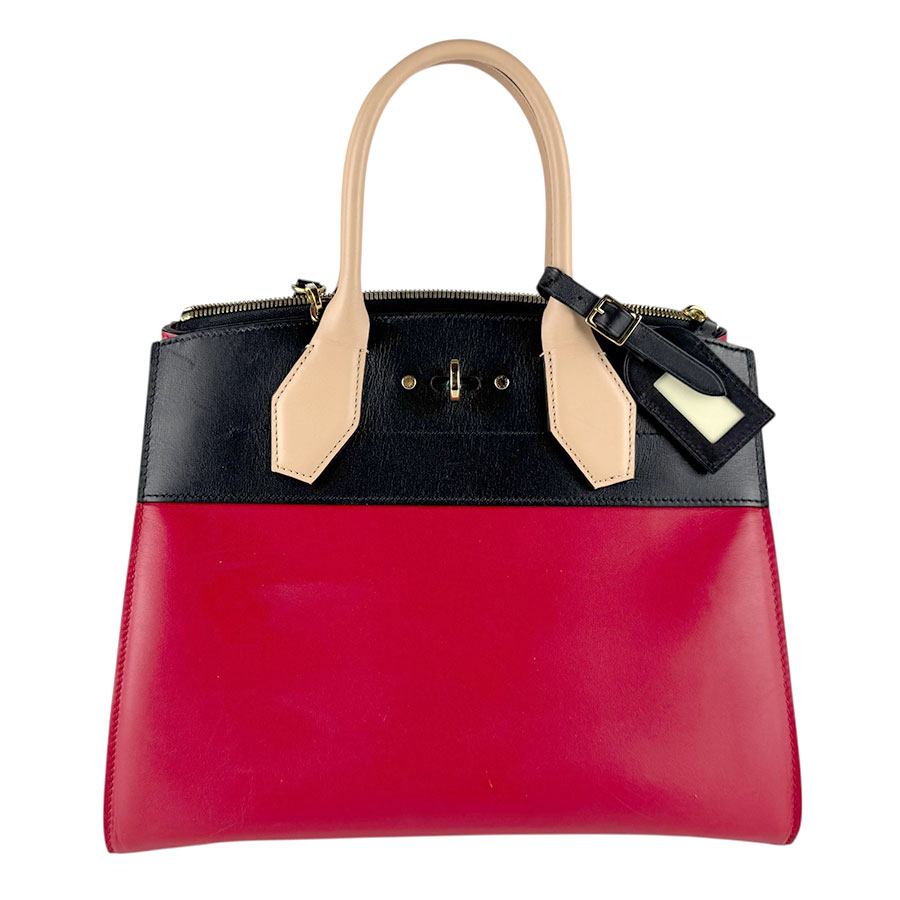 樂天商城 - ルイ ヴィトン LOUIS VUITTON ハンドバッグ ショルダーバッグ シティ スティーマーMM レザー レッド/ブラック/ベージュ ゴールド レディース M42190 送料無料【中古】 z8375