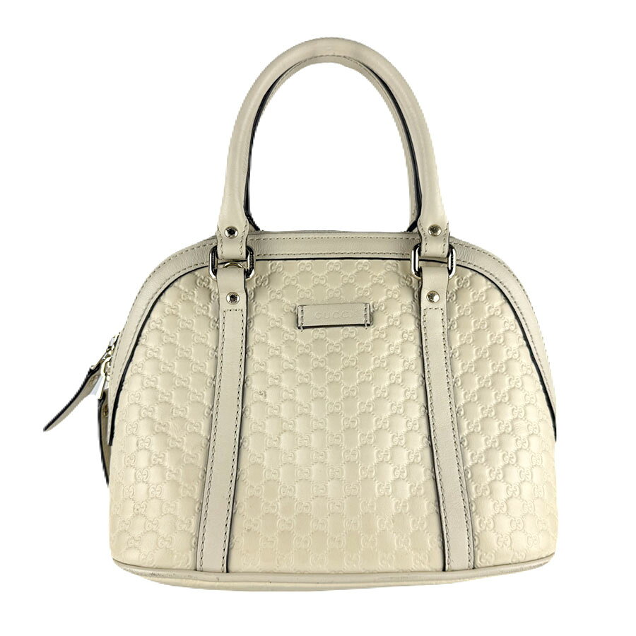 グッチ GUCCI ハンドバッグ ショルダーバッグ マイクログッチシマ レザー アイボリー レディース 449654 送料無料【中古】 z8390
