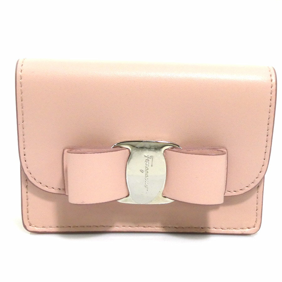 FERRAGAMO - サルヴァトーレフェラガモ Salvatore Ferragamo コインケース ヴァラリボン レザー ピンク レディース 送料無料【中古】 h31901a