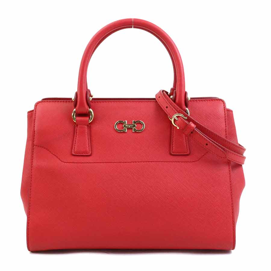 樂天商城 - サルヴァトーレフェラガモ Salvatore Ferragamo ハンドバッグ ショルダーバッグ ガンチーニ レザー レッド ゴールド レディース 送料無料【中古】 e61381a