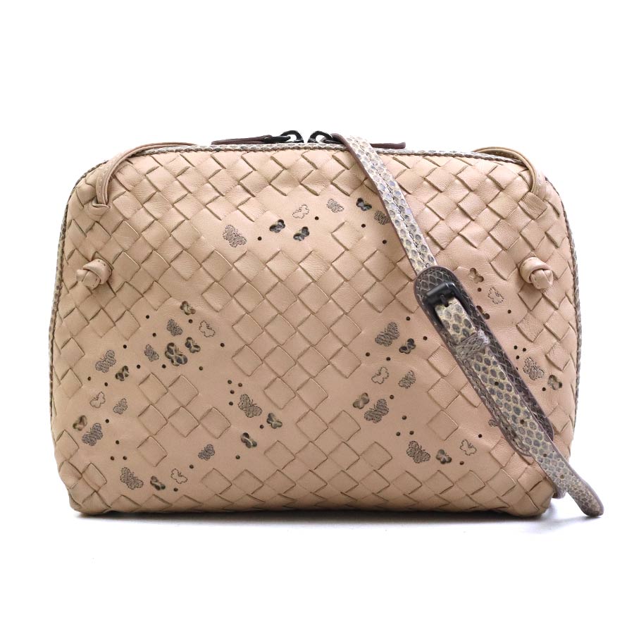 BOTTEGAVENETA ボッテガヴェネタ  バッグ ショルダーバッグ - パイソン   ブラウン系 クリーム系  ポシェット 【本物保証】 BOTTEGA VENETA - BOTTEGAVENETA ボッテガヴェネタ バッグ ショルダー