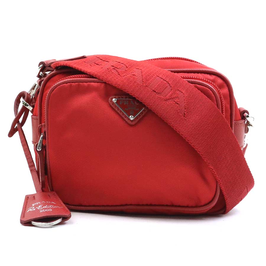 プラダ PRADA ショルダーバッグ ナイロン レッド レディース 1BH153 送料無料【中古】 56534a
