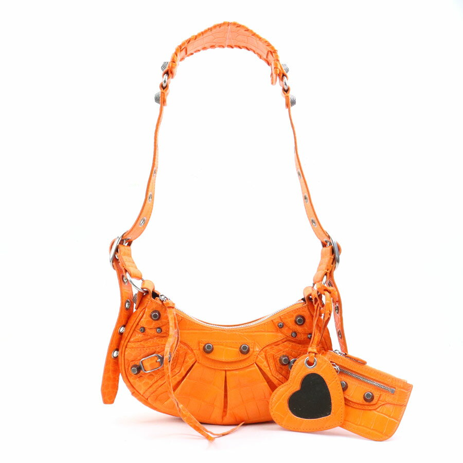 バレンシアガ BALENCIAGA ショルダーバッグ ル カゴール XS 型押しレザー オレンジ レディース 送料無料【中古】 90231k