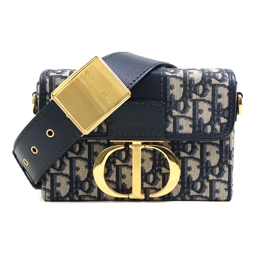 クリスチャンディオール Christian Dior ショルダーバッグ 30モンテーニュ キャンバス/レザー ネイビー レディース 送料無料【中古】 90237a