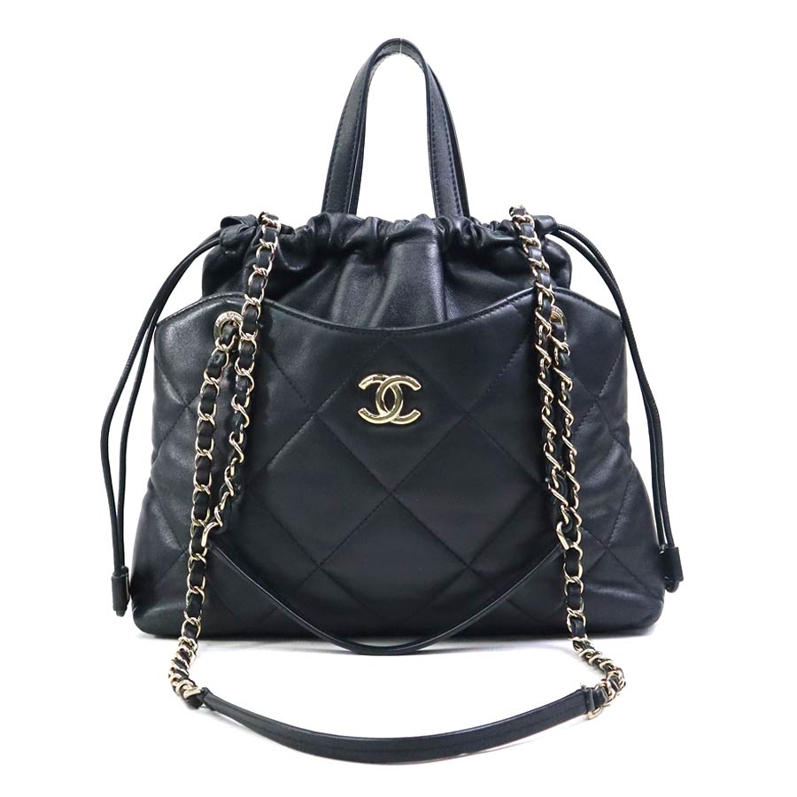 其它 - シャネル CHANEL ハンドバッグ ショルダーバッグ レザー ブラック ゴールド レディース 送料無料【中古】 e61541j
