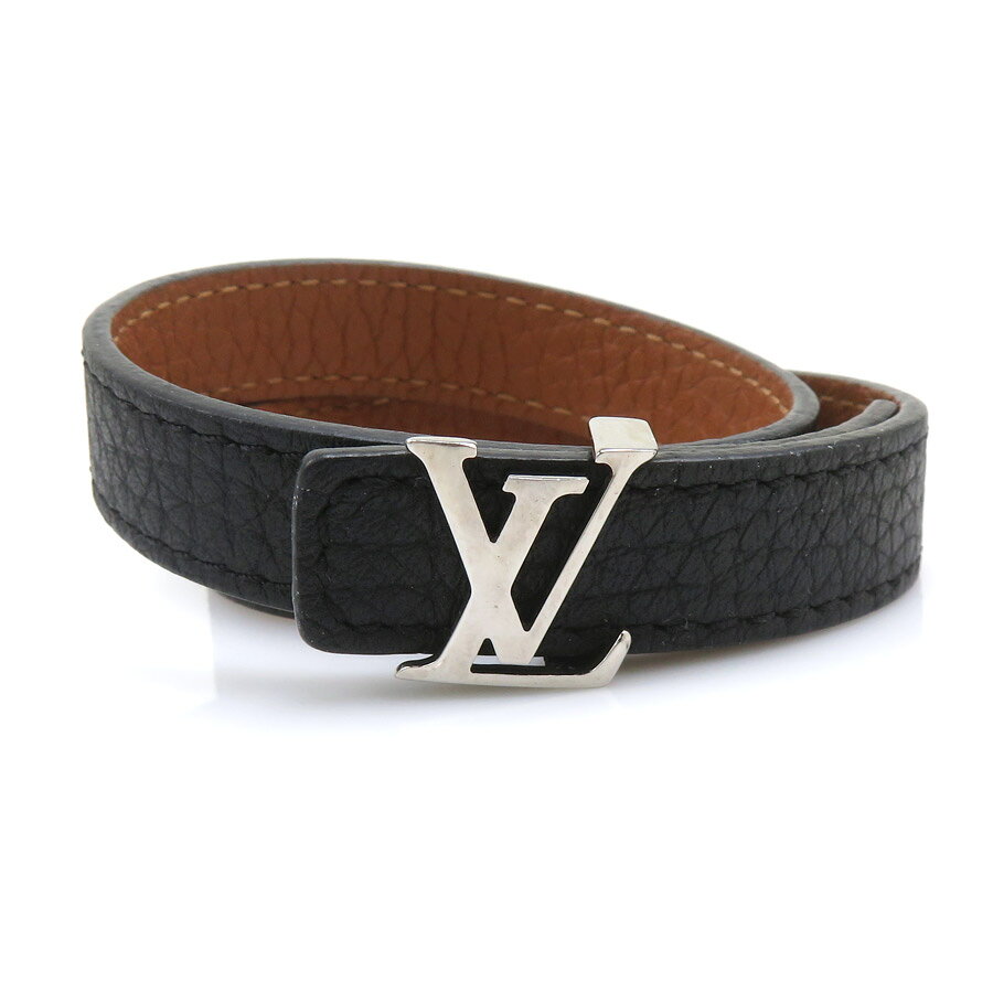 樂天商城 - ルイ ヴィトン LOUIS VUITTON ブレスレット ブラスレ LV レザー/メタル ブラック/ブラウン/シルバー メンズ M6018E 送料無料【中古】 e61559a