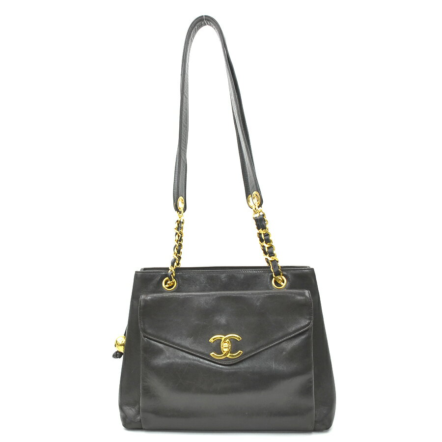 樂天商城 - シャネル CHANEL ショルダーバッグ レザー/メタル ブラック/ゴールド レディース 送料無料【中古】 e61563g